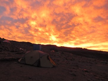 Sunset at Shira Hut campsite.